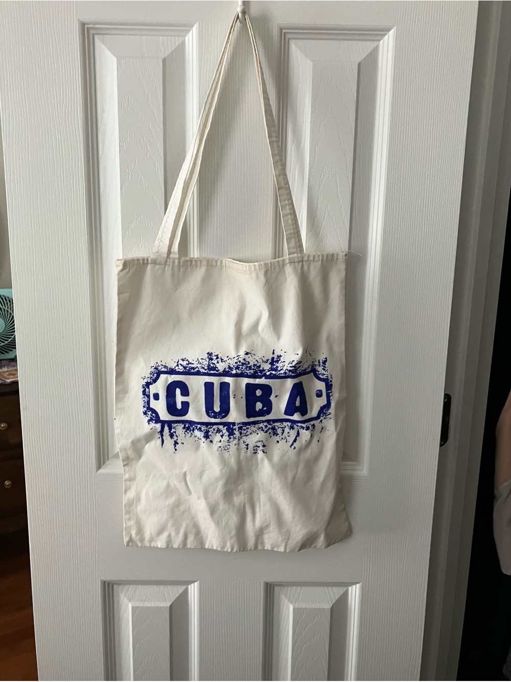 Cuba White Graphic Print Tote Bag